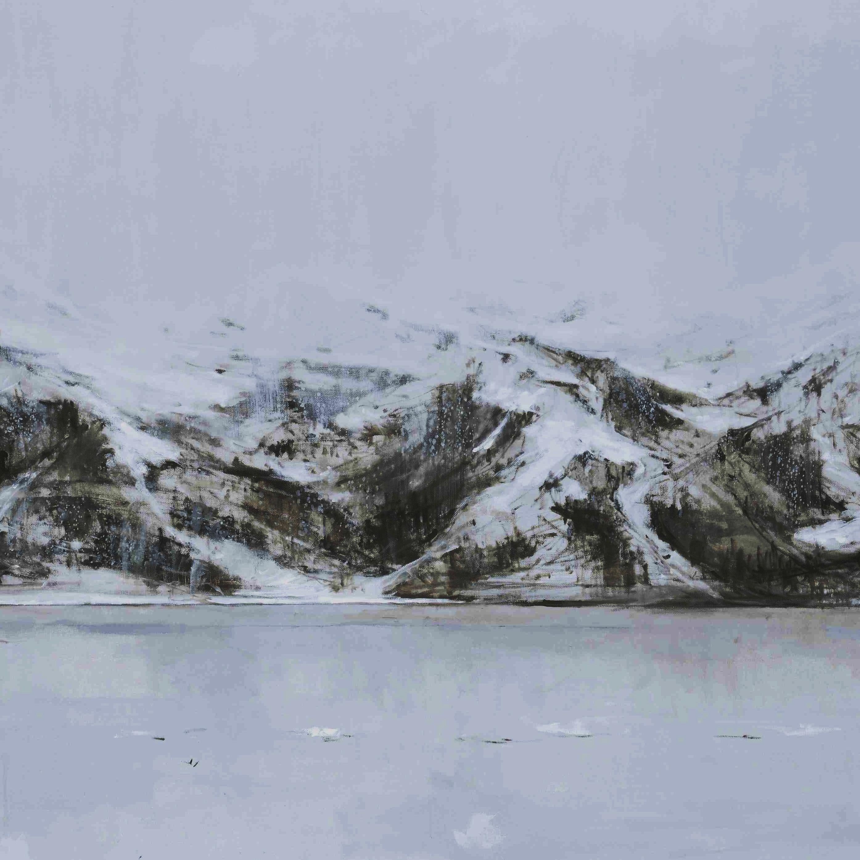 Hardangervidda #3 by Calo Carratalá - Landscape painting, snowy mountain, winter For Sale 4