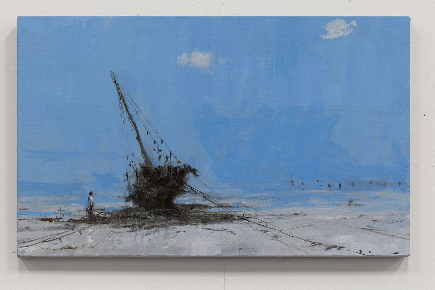 In Friedrich's memory I by Calo Carratalá - seascape, boat, blue im Angebot 1