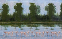 Lago Manyara n. 4 di Calo Carratalá - Quadro d'acqua di grandi dimensioni, Tanzania, uccelli