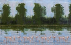 Manyara Lake No.4 by Calo Carratalá - Large Waterscape Painting, Tanzania