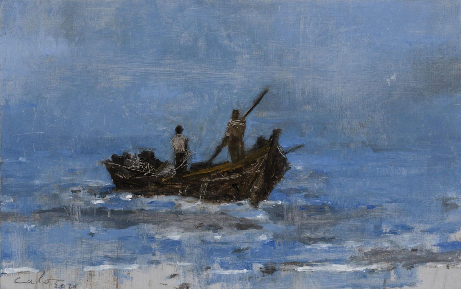 Marinas by Calo Carratalá (set of 4) - Landscape Painting, seascape, Tanzania For Sale 3