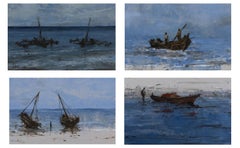 Marinas par Calo Carratalá (ensemble de 4) - Peinture de paysage, paysage marin, Tanzanie