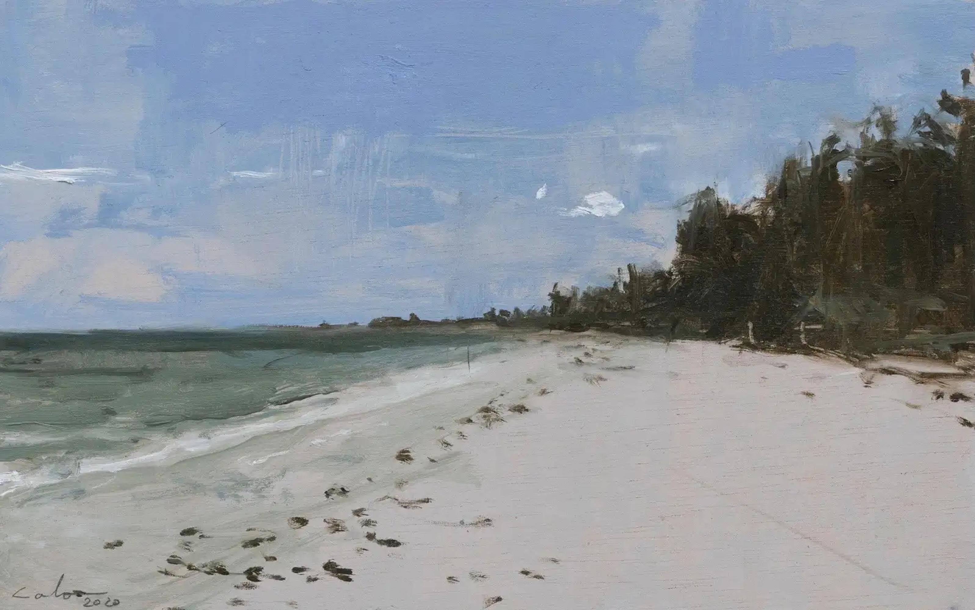 Marina n°29 de Calo Carratalá - Peinture de paysage de plage, été, Tanzanie