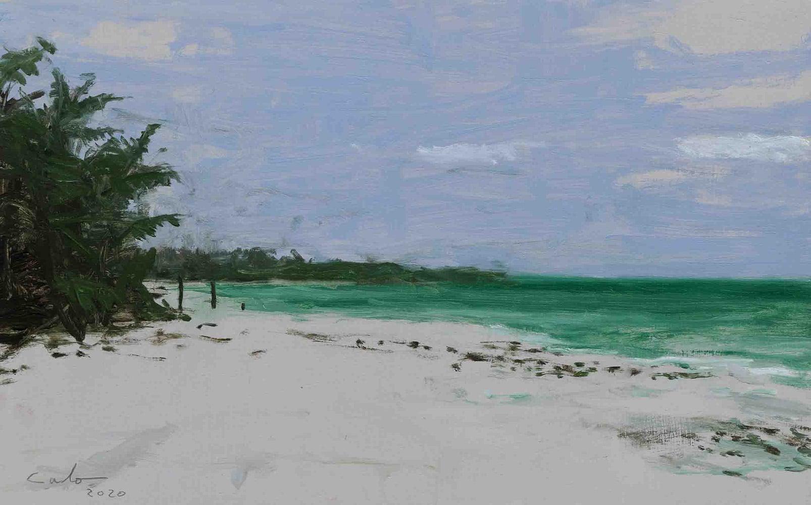 Marinas n°38 von Calo Carratalá - Gemälde einer Strandlandschaft, Sommer, Tansania