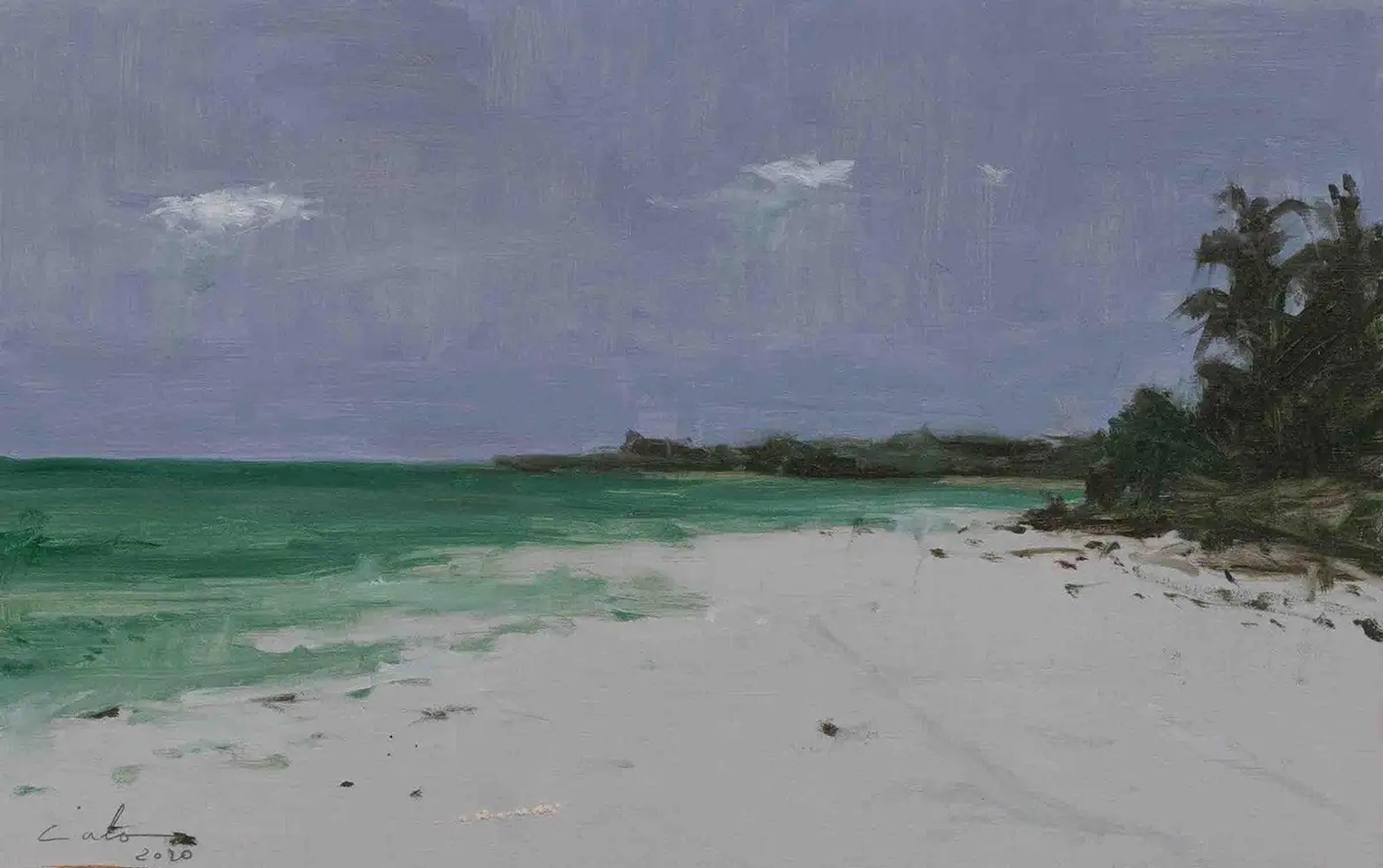 Marina n°9 de Calo Carratalá - Peinture de paysage de plage, été, Tanzanie