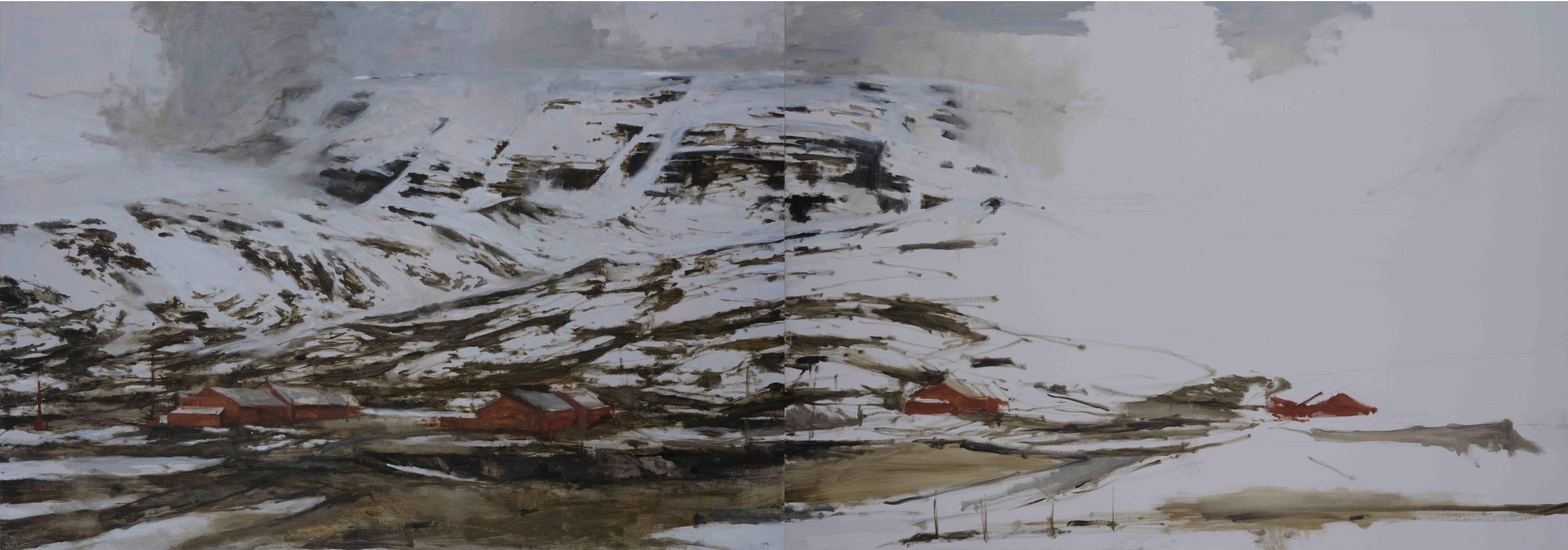 Myrdal, Norwegen ist ein einzigartiges Ölgemälde auf Leinwand des spanischen Künstlers Calo Carratalá mit den Maßen 114 × 324 cm (44,9 × 127,6 in).
Das Kunstwerk ist signiert, wird ungerahmt verkauft und wird mit einem Echtheitszertifikat