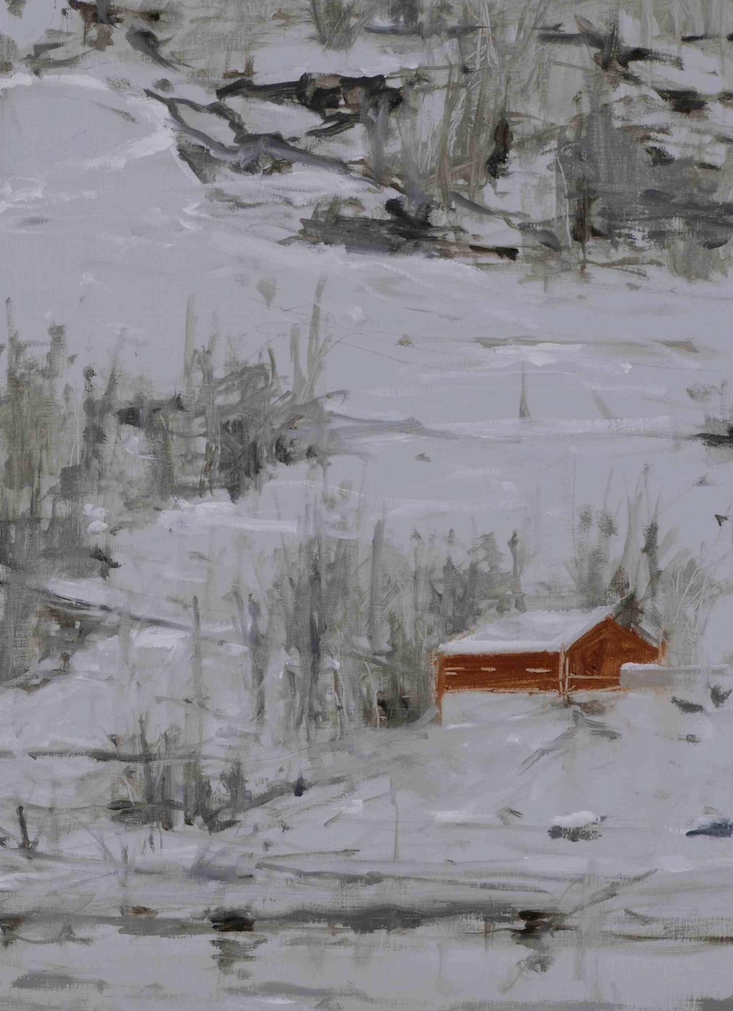 Narvik Nr. 2 von Calo Carratalá - Landschaftsgemälde, verschneiter Berg, Winter im Angebot 2
