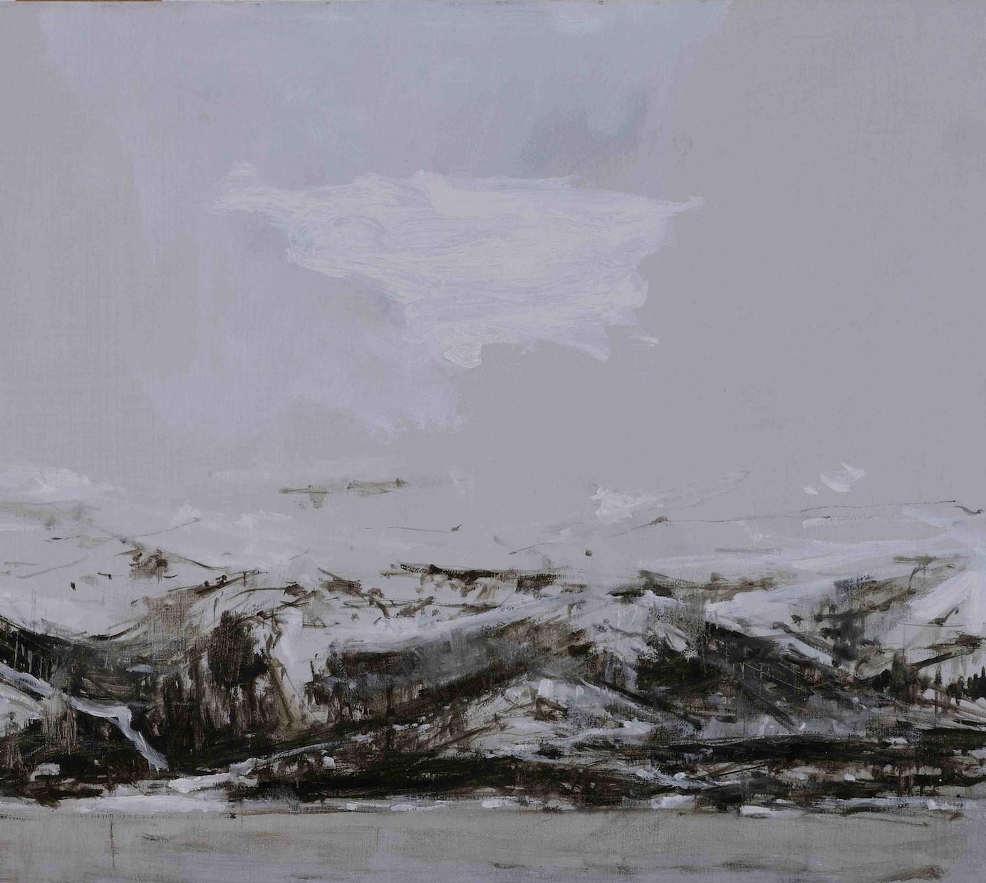 Narvik No. 4 by Calo Carratalá - Landscape painting, snowy mountain, winter For Sale 2