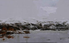 Narvik No. 4 by Calo Carratalá - Landscape painting, snowy mountain, winter