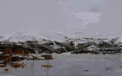 Narvik Nr. 4 von Calo Carratalá - Landschaftsgemälde, verschneiter Berg, Winter
