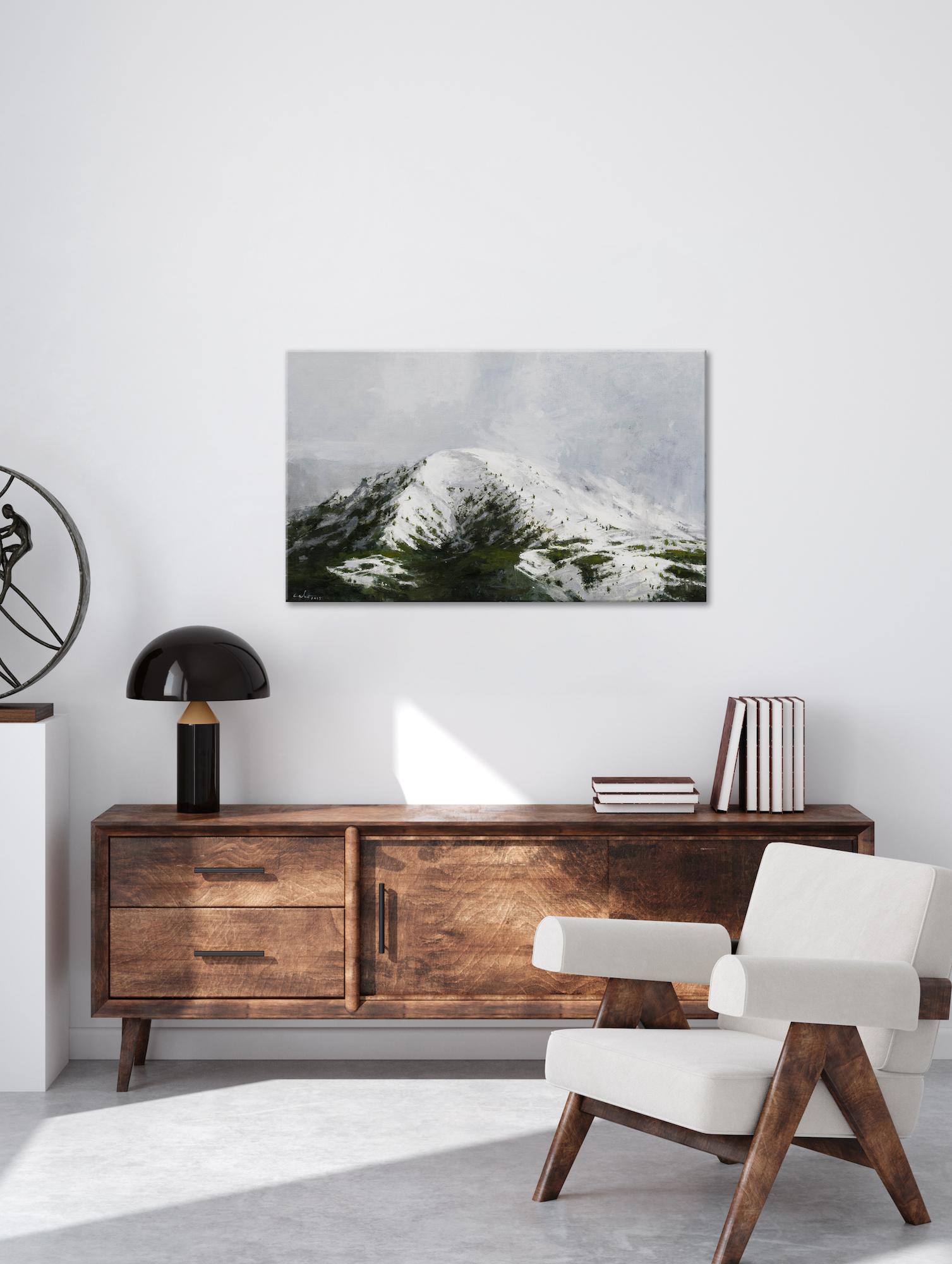 Pre-Pyrenees N1 by Calo Carratalá - Landscape painting, snowy mountain, winter For Sale 1