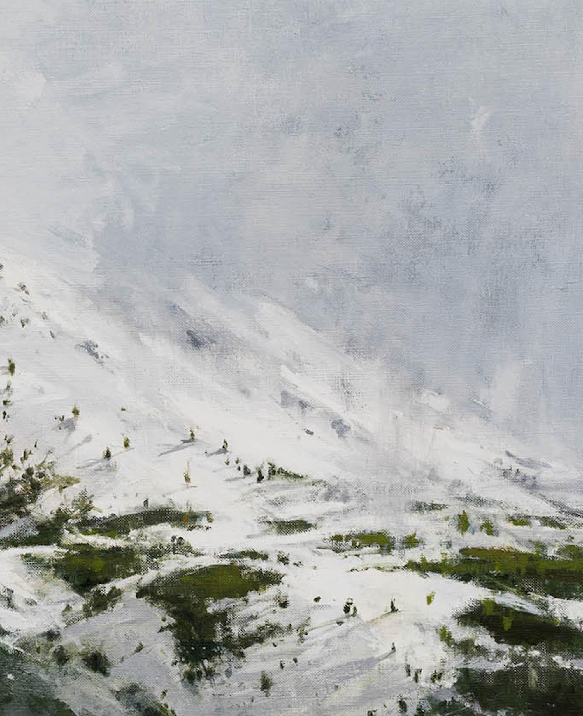 Pre-Pyrenees N1 by Calo Carratalá - Landscape painting, snowy mountain, winter For Sale 2