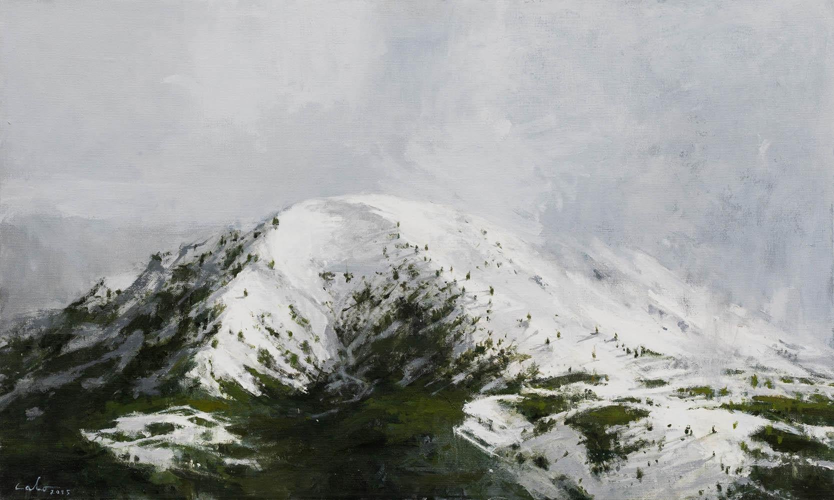 Pre-Pyrenees N1 is a unique oil on canvas painting by Spanish contemporary artist Calo Carratalá, dimensions are 60 × 100 cm (23.6 × 39.4 in). 
The artwork is signed, sold unframed and comes with a certificate of authenticity.

Contemporary painter