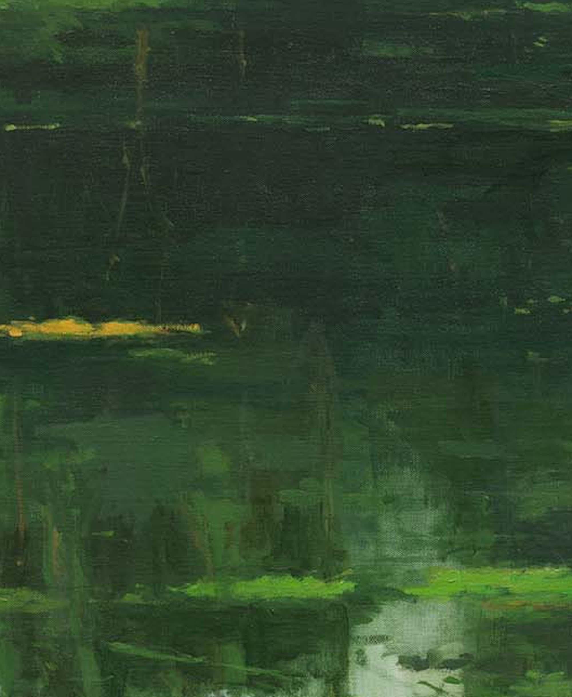 Reflection No. 5 by Calo Carratalá - Landscape painting, green Amazon rainforest For Sale 4