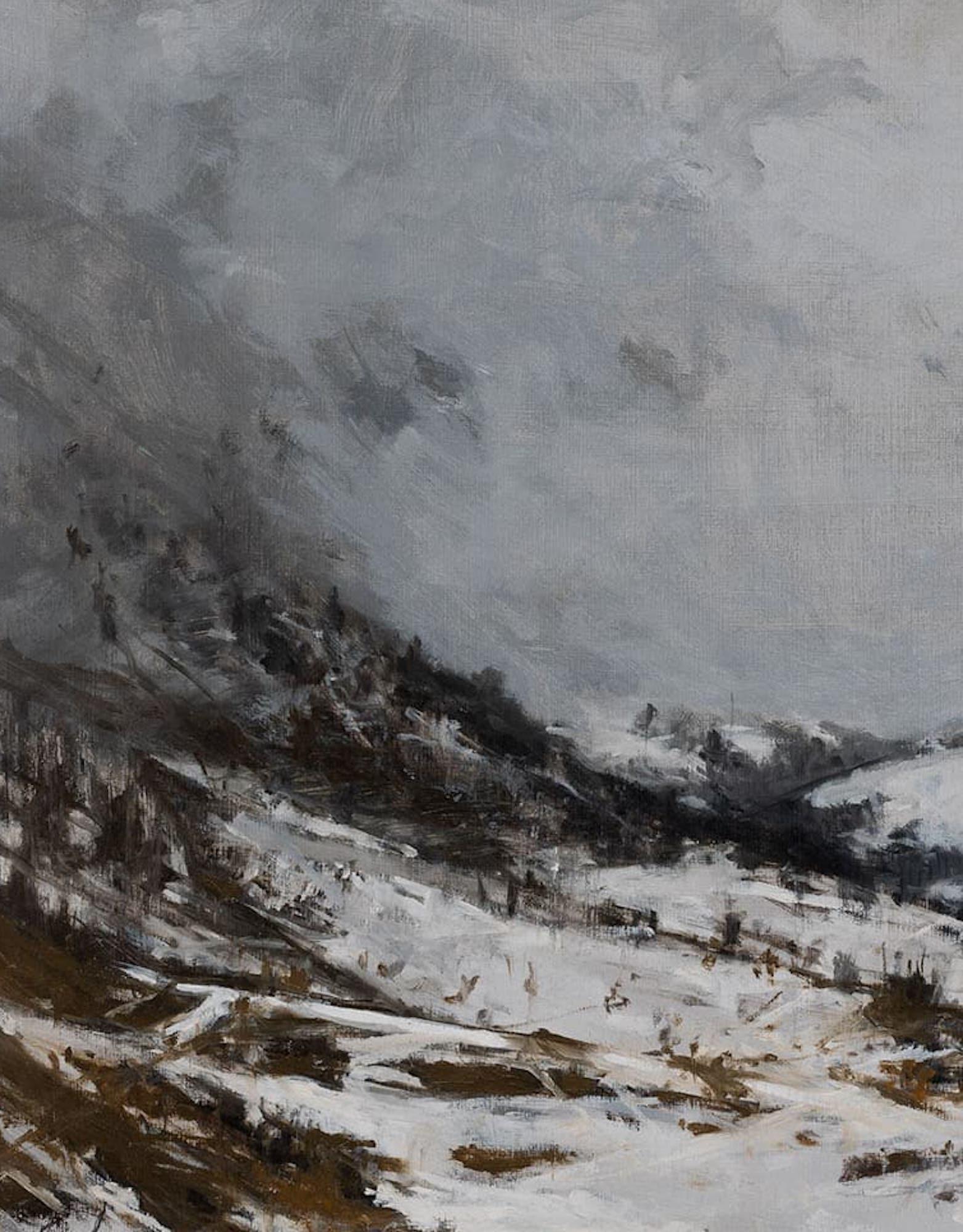 Road going to Baqueira by Calo Carratalá - Landscape painting, snowy mountain For Sale 2