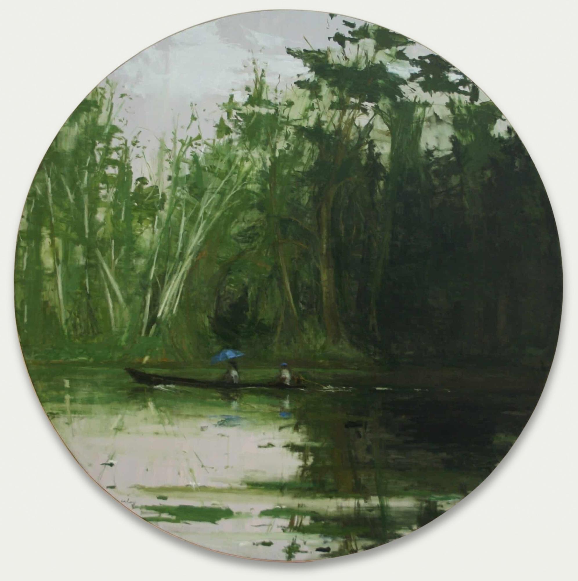 Navegando de Leticia a Santa Rosa es un cuadro único redondo al óleo sobre lienzo del artista contemporáneo español Calo Carratalá, de 194 (76,4) de diámetro.
La obra está firmada, se vende sin enmarcar e incluye un certificado de autenticidad.

La