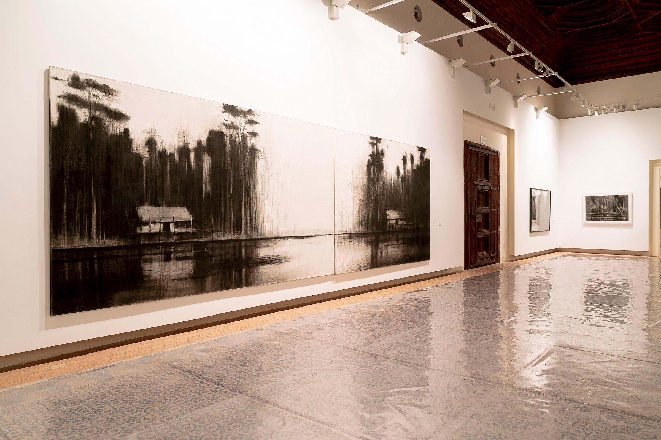 Crayon et fusain sur toile, diptyque composé de deux panneaux 212 cm x 282 cm (à droite) et 212 cm x  374 cm (à gauche).
Selvas Negras #1 est un dessin à grande échelle de l'artiste contemporain espagnol Calo Carratalá, extrait de la série 