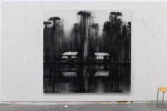 Black Stilt Houses by Calo Carratalá - Tropical forest landscape, black, white