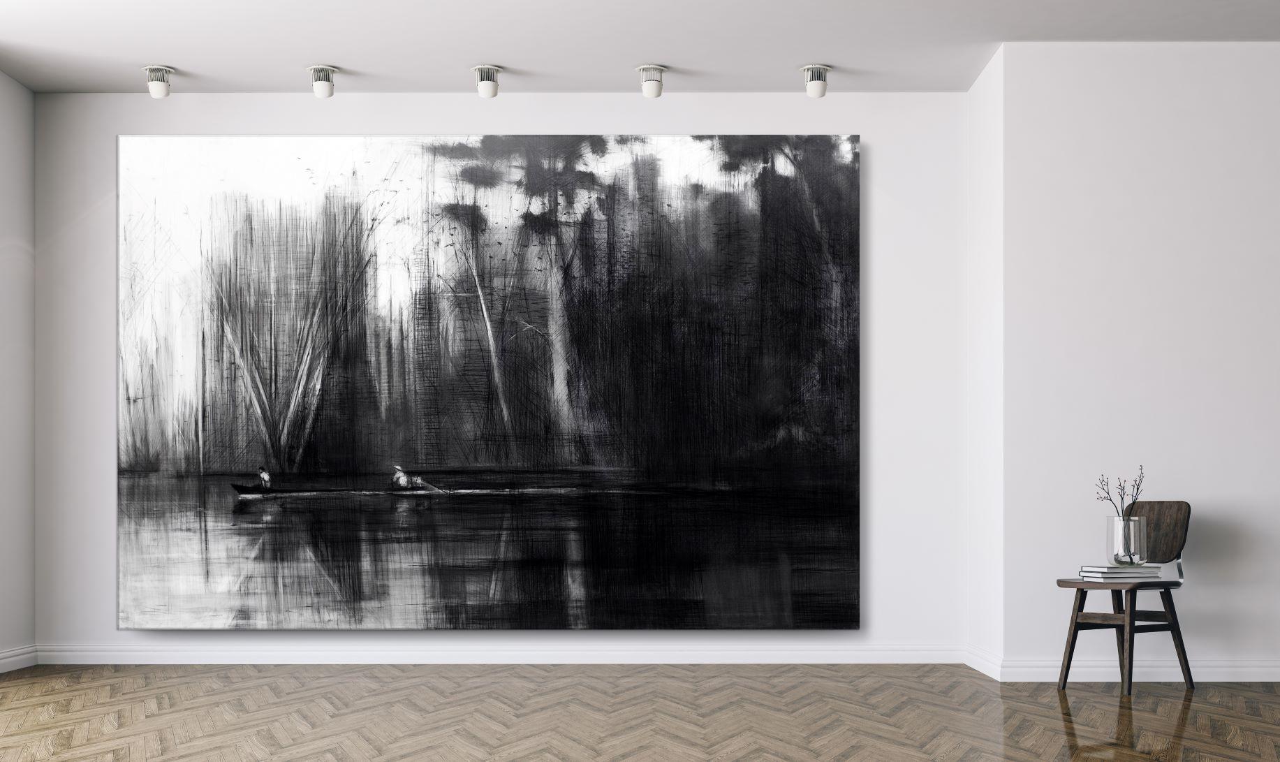 Selvas Negras n°2 par Calo Carratalá - Paysage de forêt tropicale, noir et blanc en vente 1