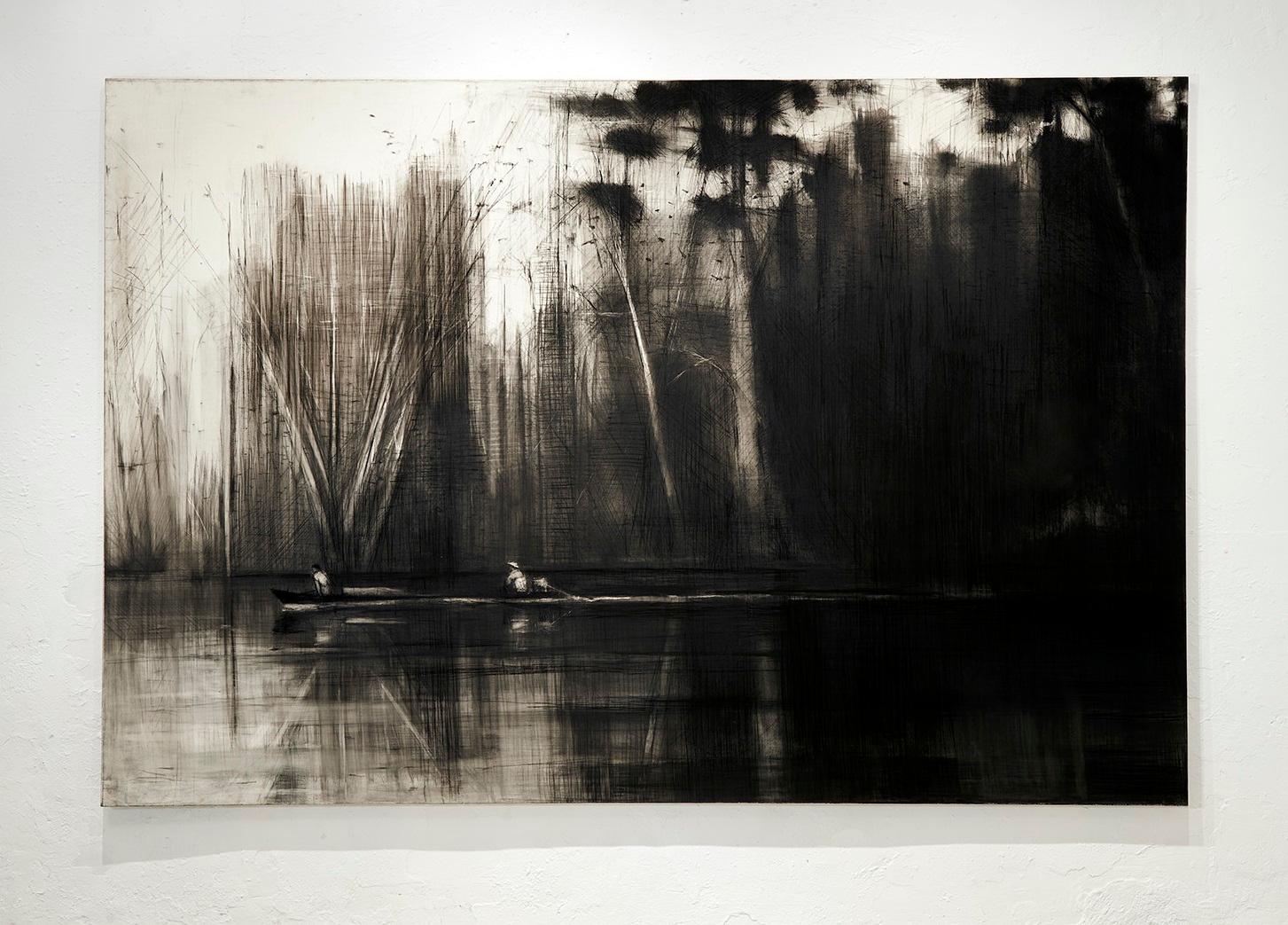 Selvas Negras n°2 von Calo Carratalá - Tropische Waldlandschaft, schwarz und weiß im Angebot 4