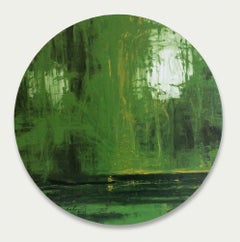 Selvas Verdes by Calo Carratalá - Tondo painting, landscape, green, tree