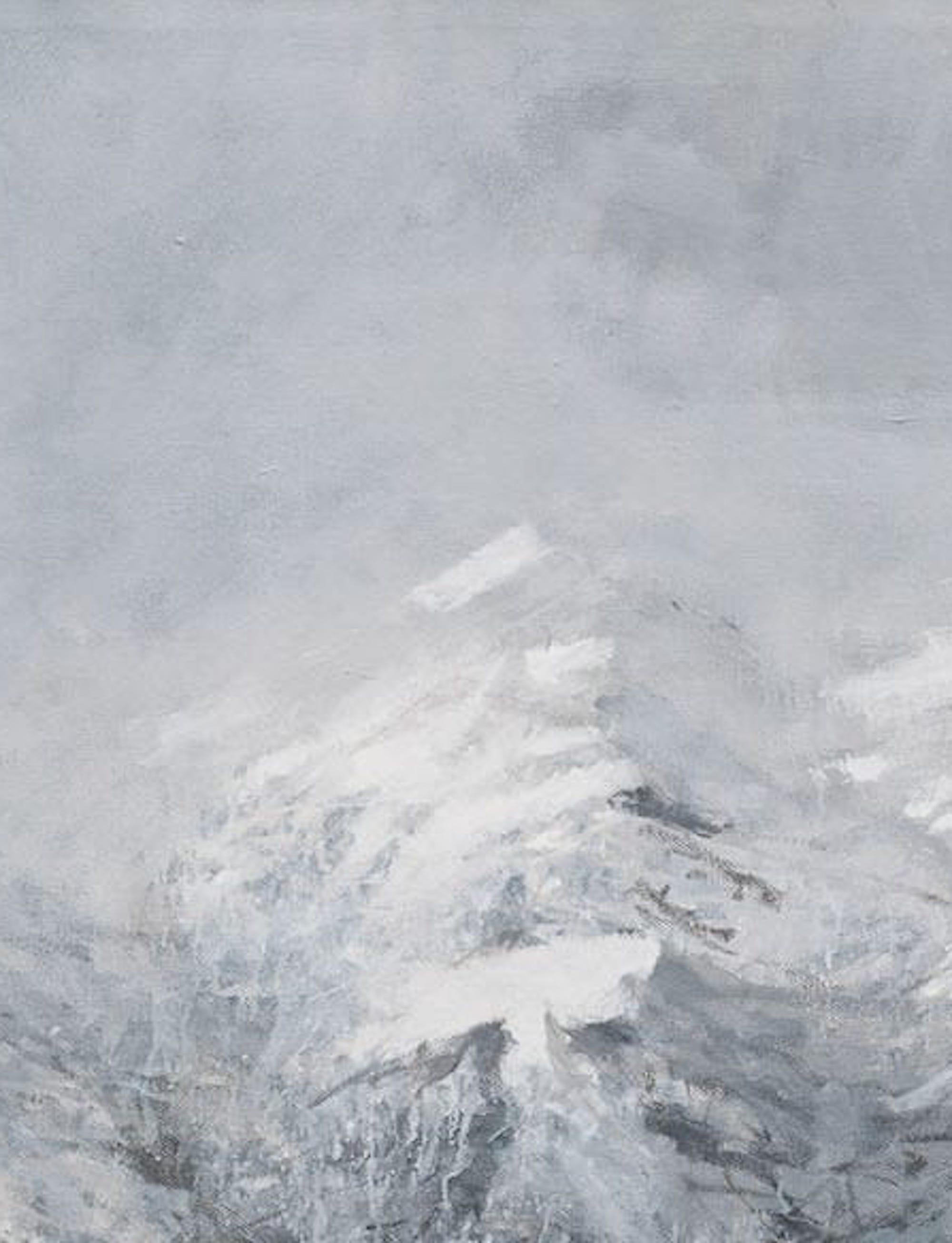 Vignel N3 von Calo Carratalá - Großes Landschaftsgemälde, verschneiter Berg, Winter im Angebot 3