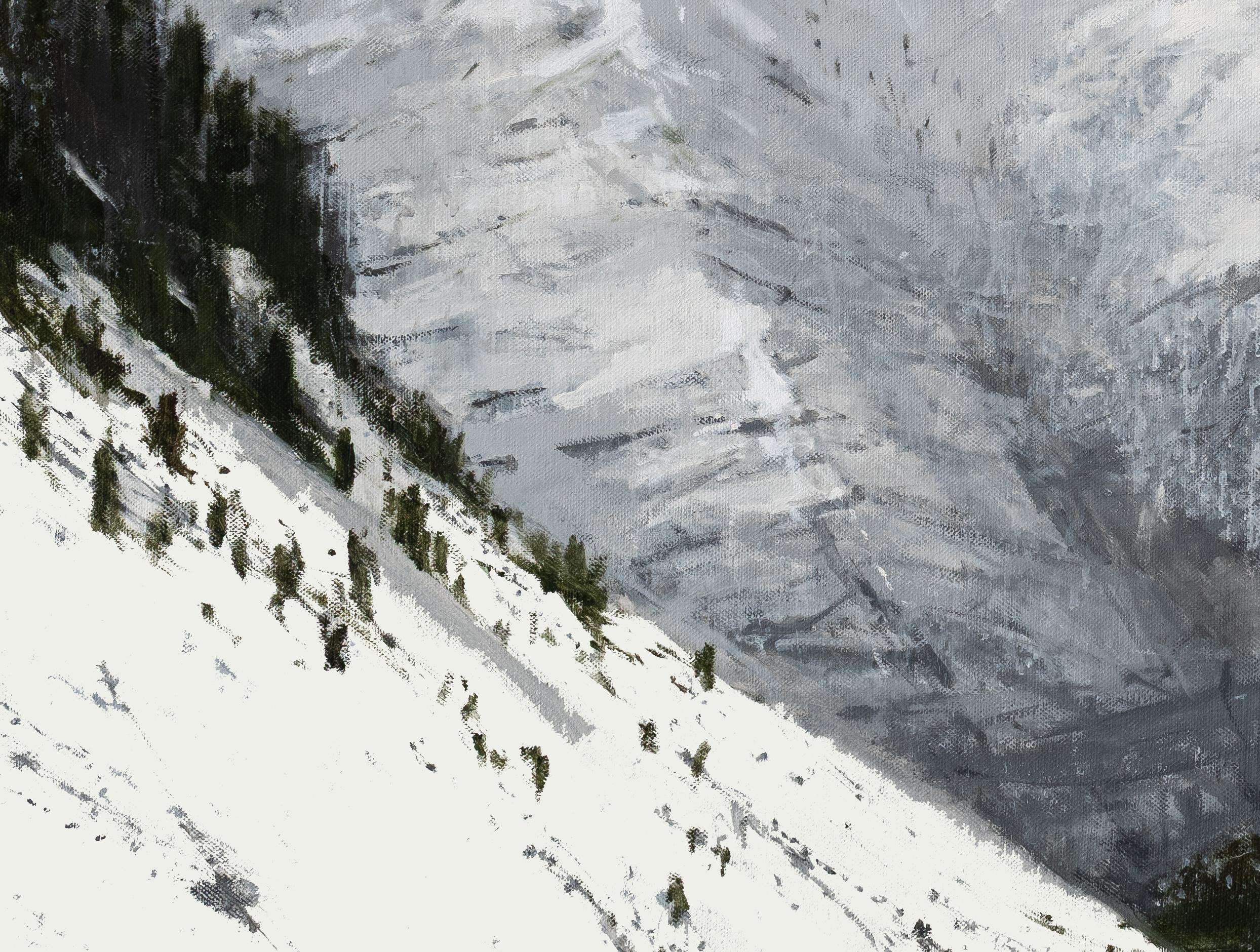 Vignel N3 von Calo Carratalá - Großes Landschaftsgemälde, verschneiter Berg, Winter im Angebot 3