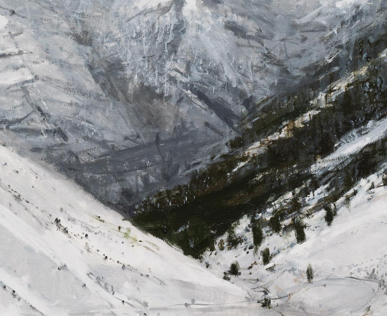 Vignel N3 von Calo Carratalá - Großes Landschaftsgemälde, verschneiter Berg, Winter im Angebot 4