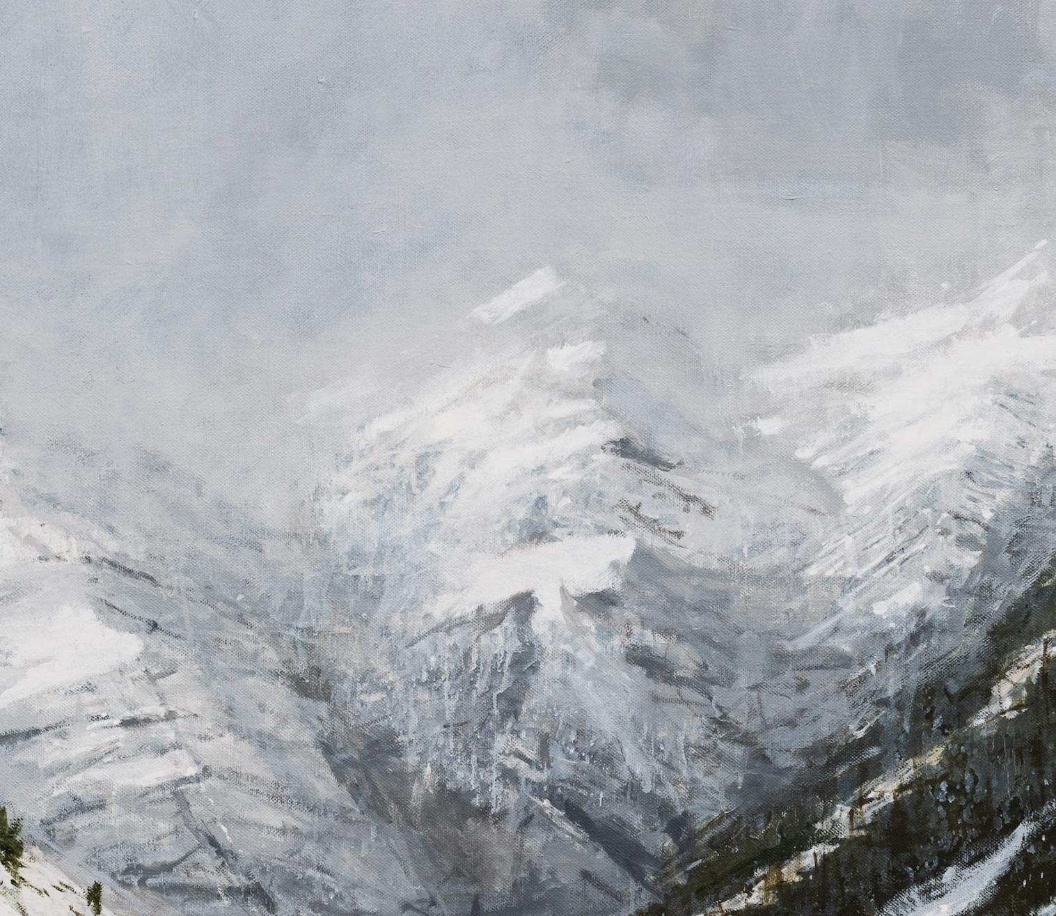 Vignel N3 von Calo Carratalá - Großes Landschaftsgemälde, verschneiter Berg, Winter im Angebot 5