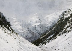 Vignel N3 by Calo Carratalá - Large landscape painting, snowy mountain, winter