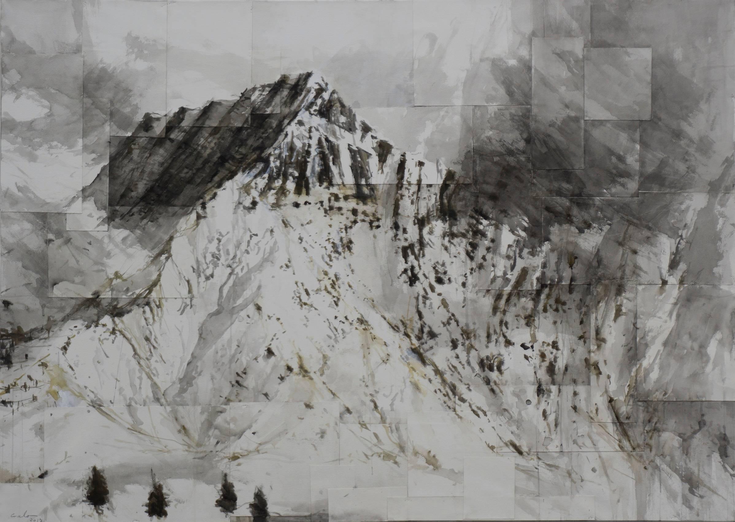 Twin Mountains Snow Series Mountain Landscape Painting