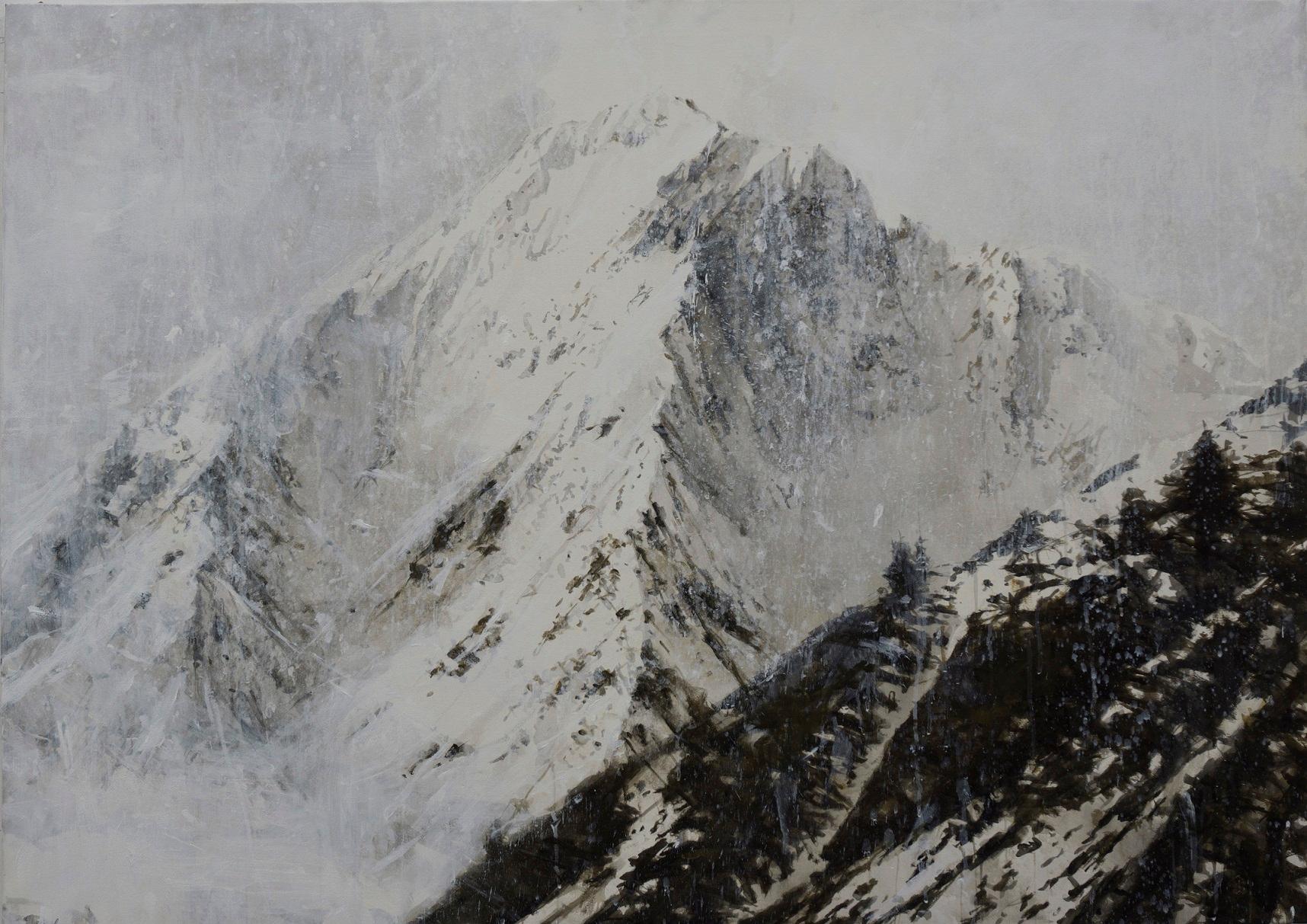 Watercolour Benasque 2 is a painting by Spanish contemporary artist Calo Carratalá.
This work of art represents a mountainous winter landscape in the Pyrenean valley of Bénasque.
Watercolors and acrylics on paper mounted on canvas, 100 x 140