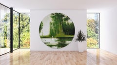 White fisherman by Calo Carratalá - Round painting, landscape, nature