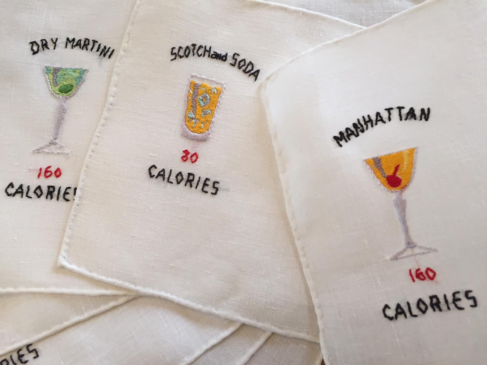 linen cocktail napkins embroidered