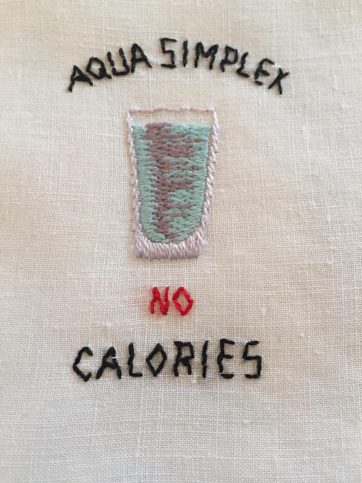 Calorie Count Cocktail Napkins Embroidered Linen 1950's  1