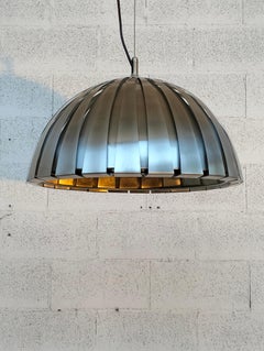 Calotta steel pendant lamp chandelier by Elio Martinelli for Martinelli Luce 60s
