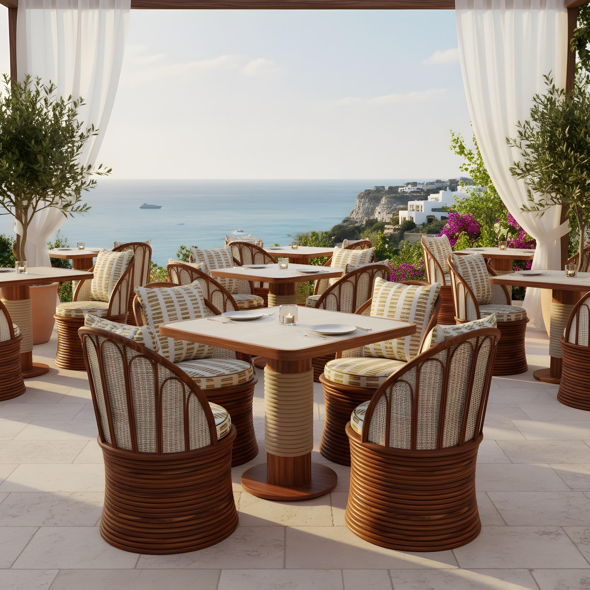 The Calpe Dining Table, created in partnership with Mediterrazza, strikes a perfect balance between natural elegance and refined craftsmanship. Expertly made in durable iroko wood, this square dining table is designed for sophisticated outdoor
