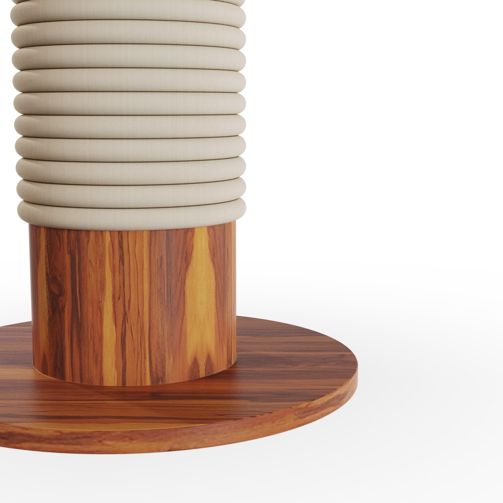 Falegnameria Calpe Outdoor Square Dining Table in Iroko Wood with Travertine Top in vendita