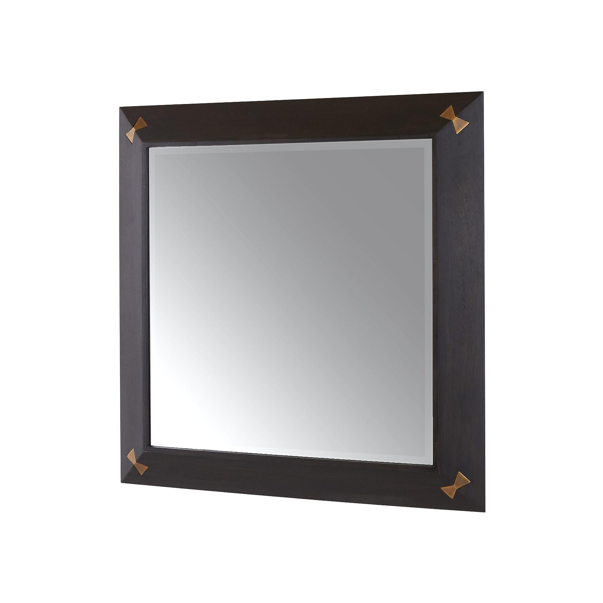 Calpini Mirror WMI42 - antique brass and sable mango wood Latón en venta