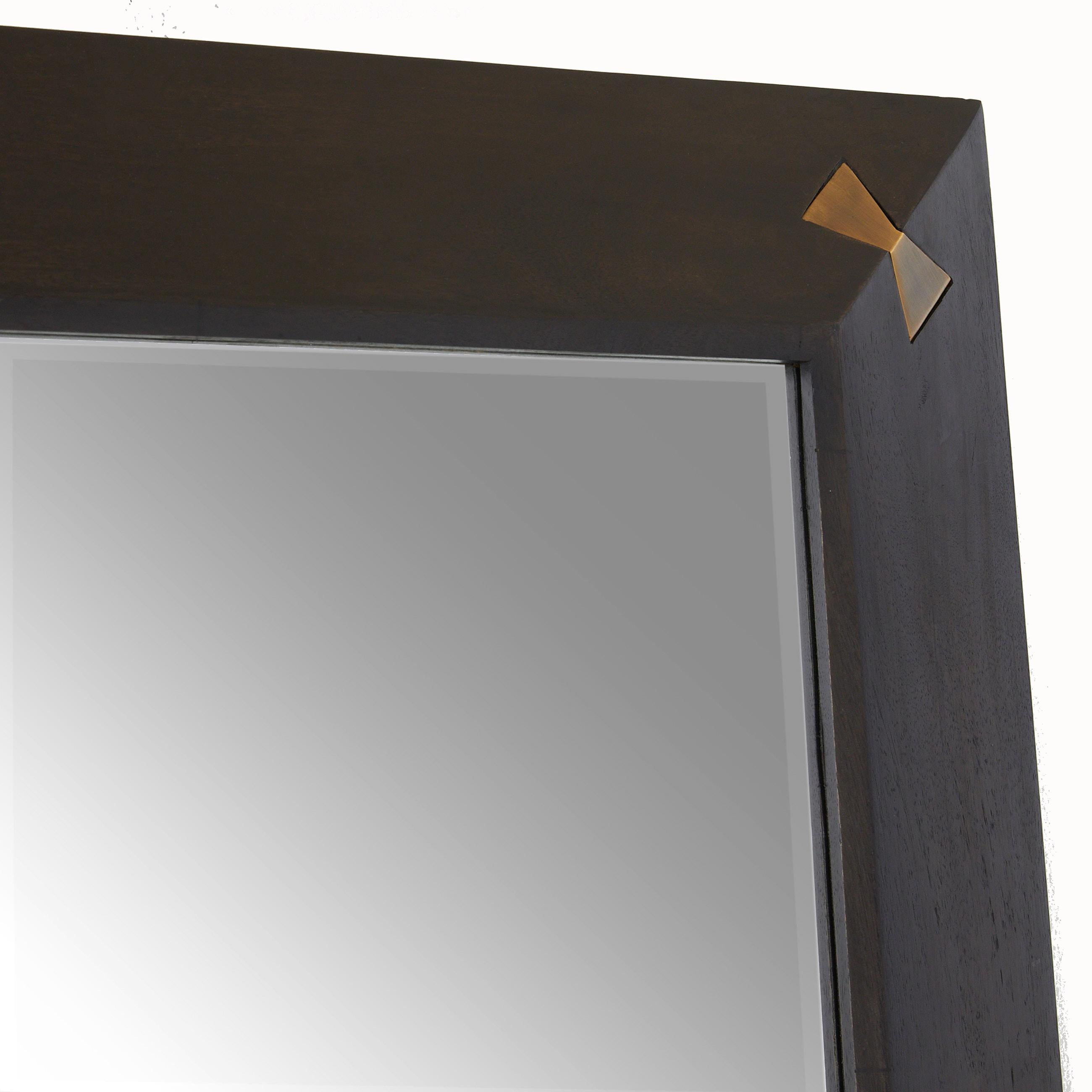 Calpini Mirror WMI42 - antique brass and sable mango wood en venta 1