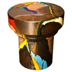 Tabouret/table d'appoint Caltagirone en céramique multicolore
