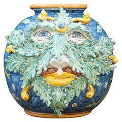 Vase sculpture en céramique Caltagirone, Modèle Santino