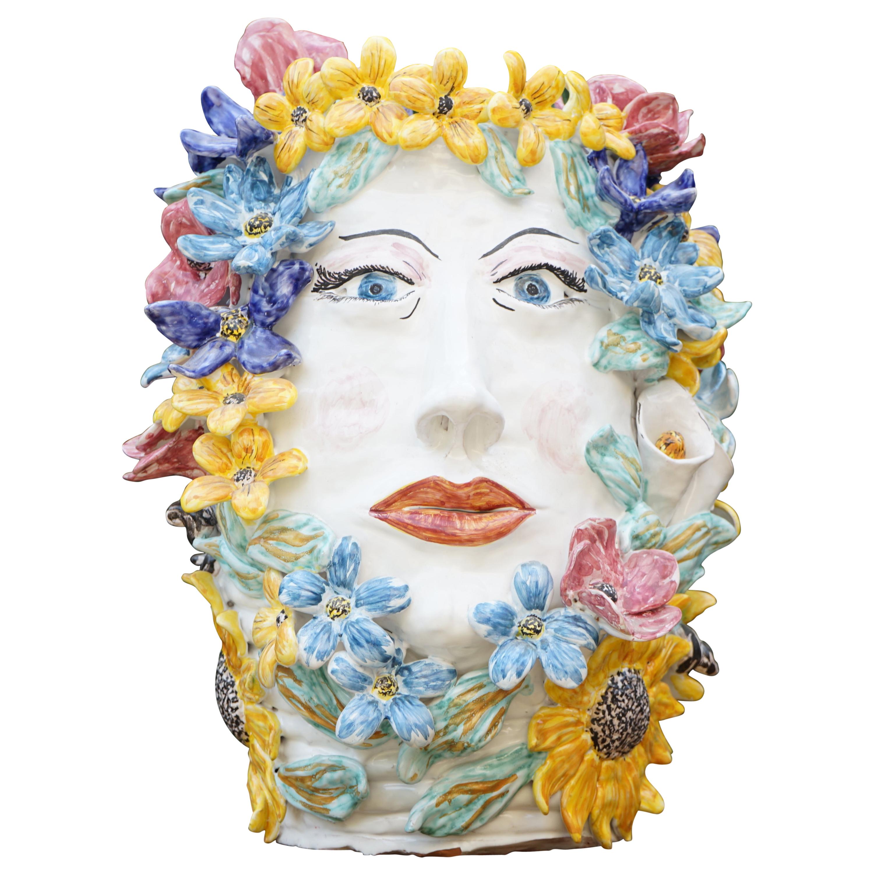 Caltagirone Ceramic Sculpture Vase Model Primavera