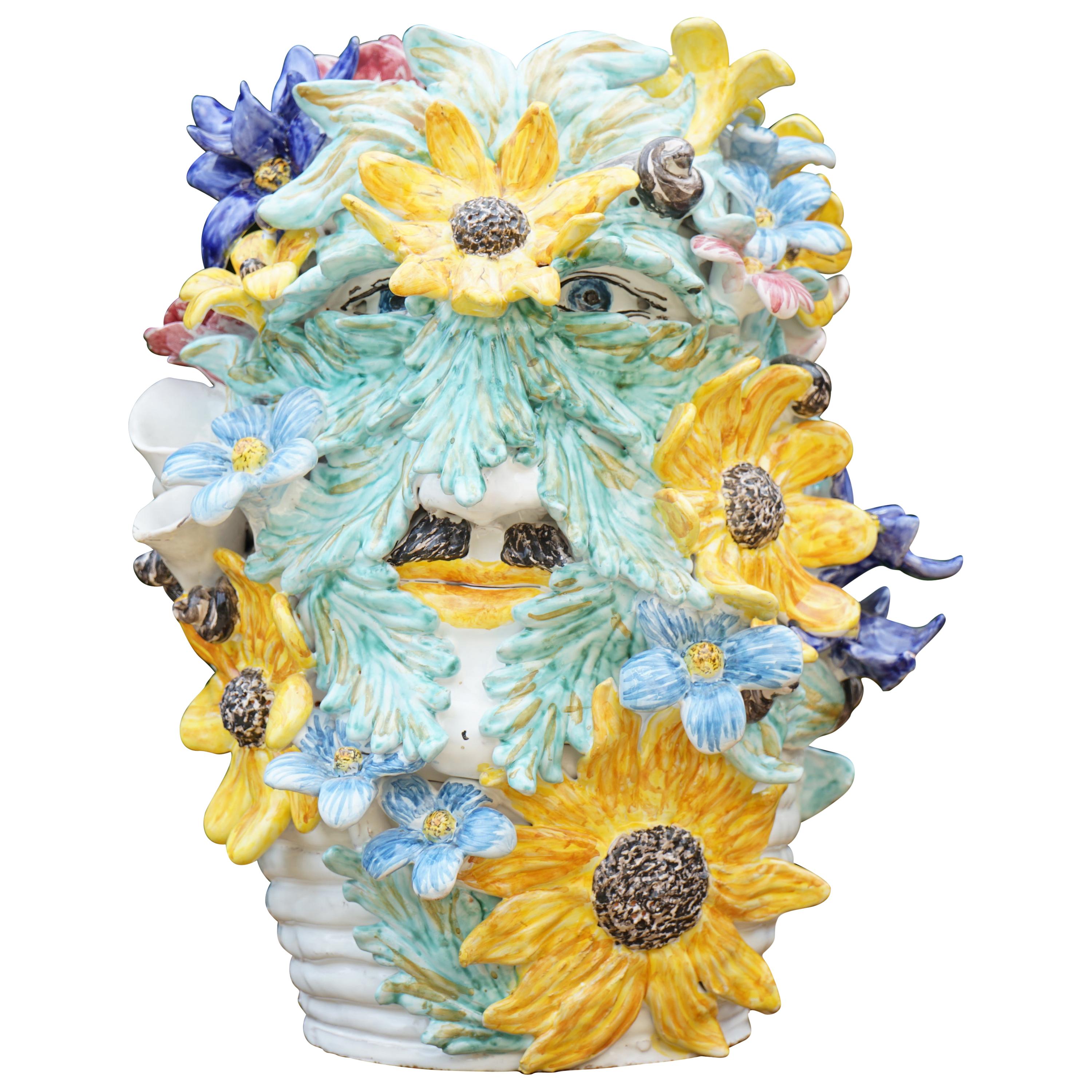 Caltagirone Keramik-Skulptur-Vase Modell Santino