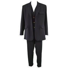 Calugi e Gianelli Vintage 1980 Mens 2 Piece Suit with Built in Vest Waistcoat
