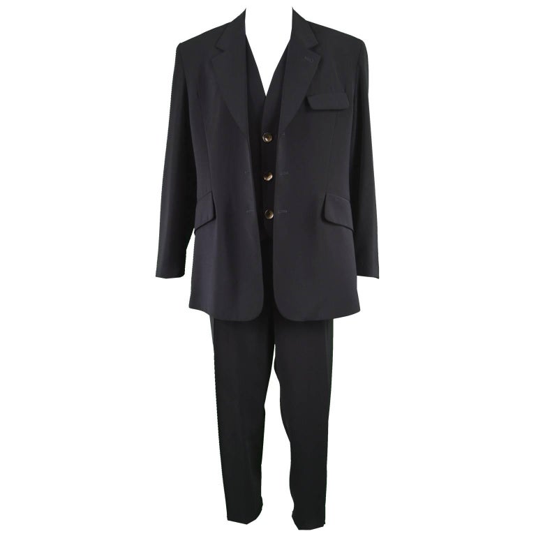 Calugi e Gianelli Vintage 1980s Mens 2 Piece Suit with Built in Vest ...