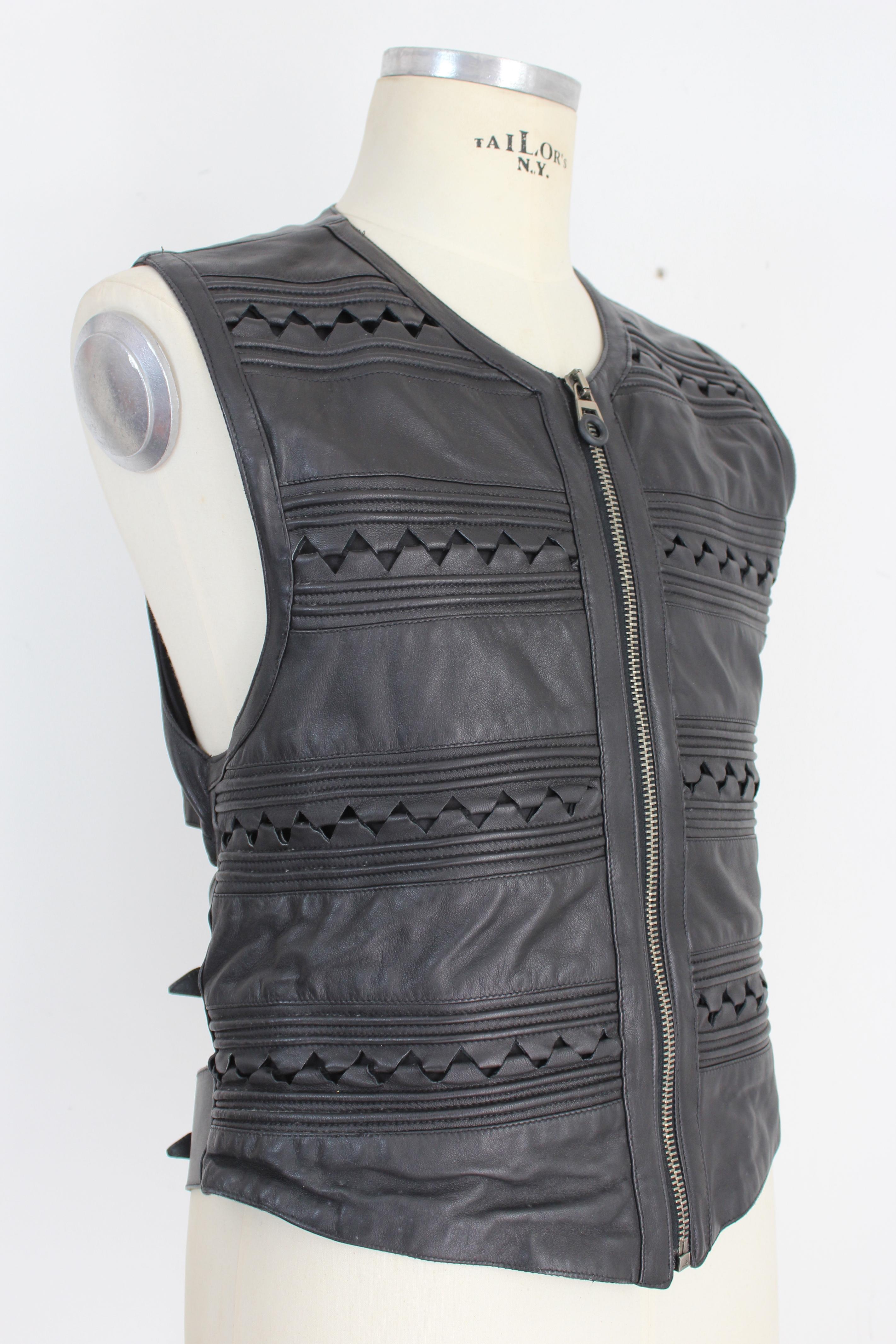 black and white biker vest