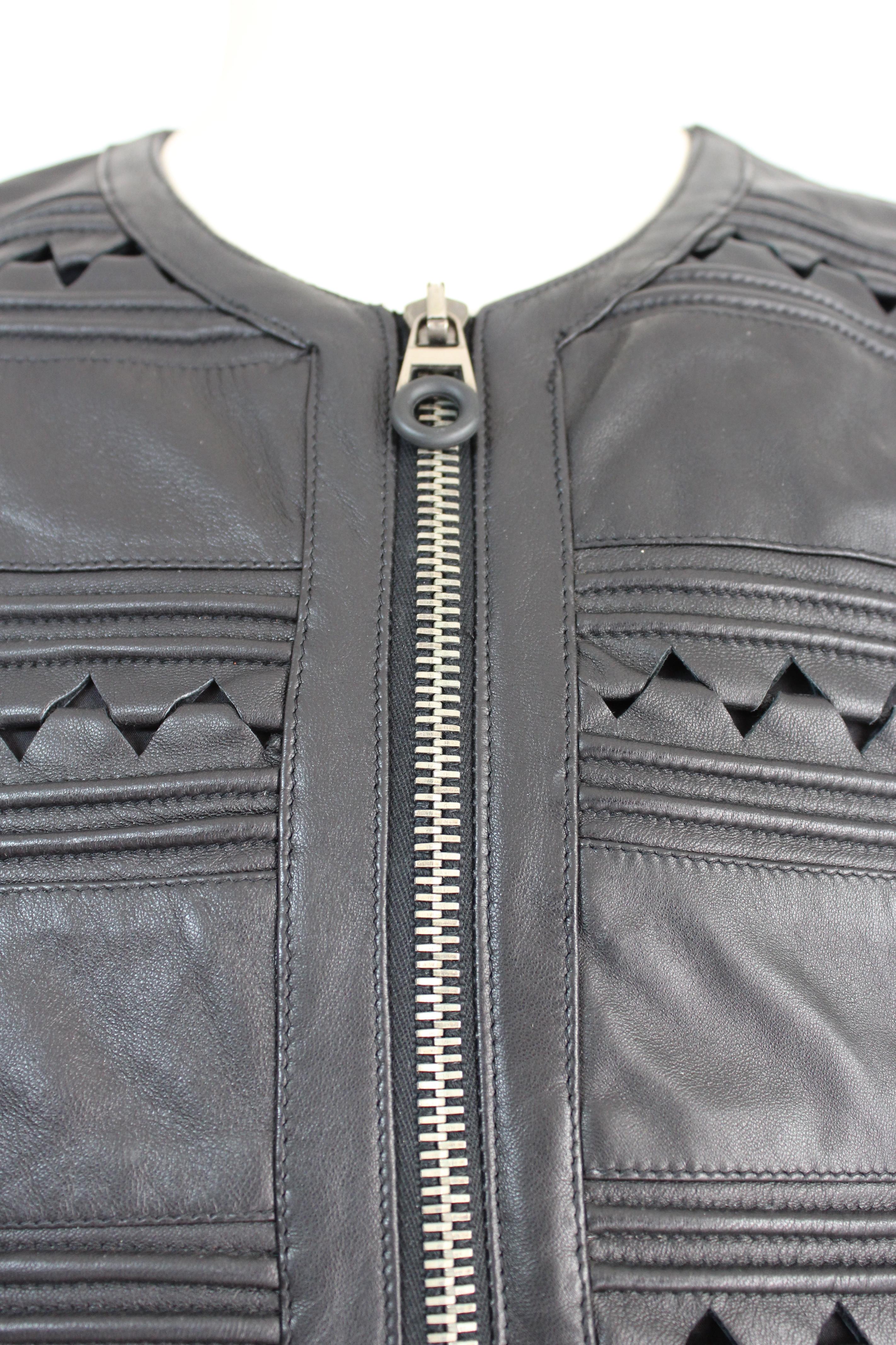 Men's Calugi e Giannelli Black Leather Biker Vest