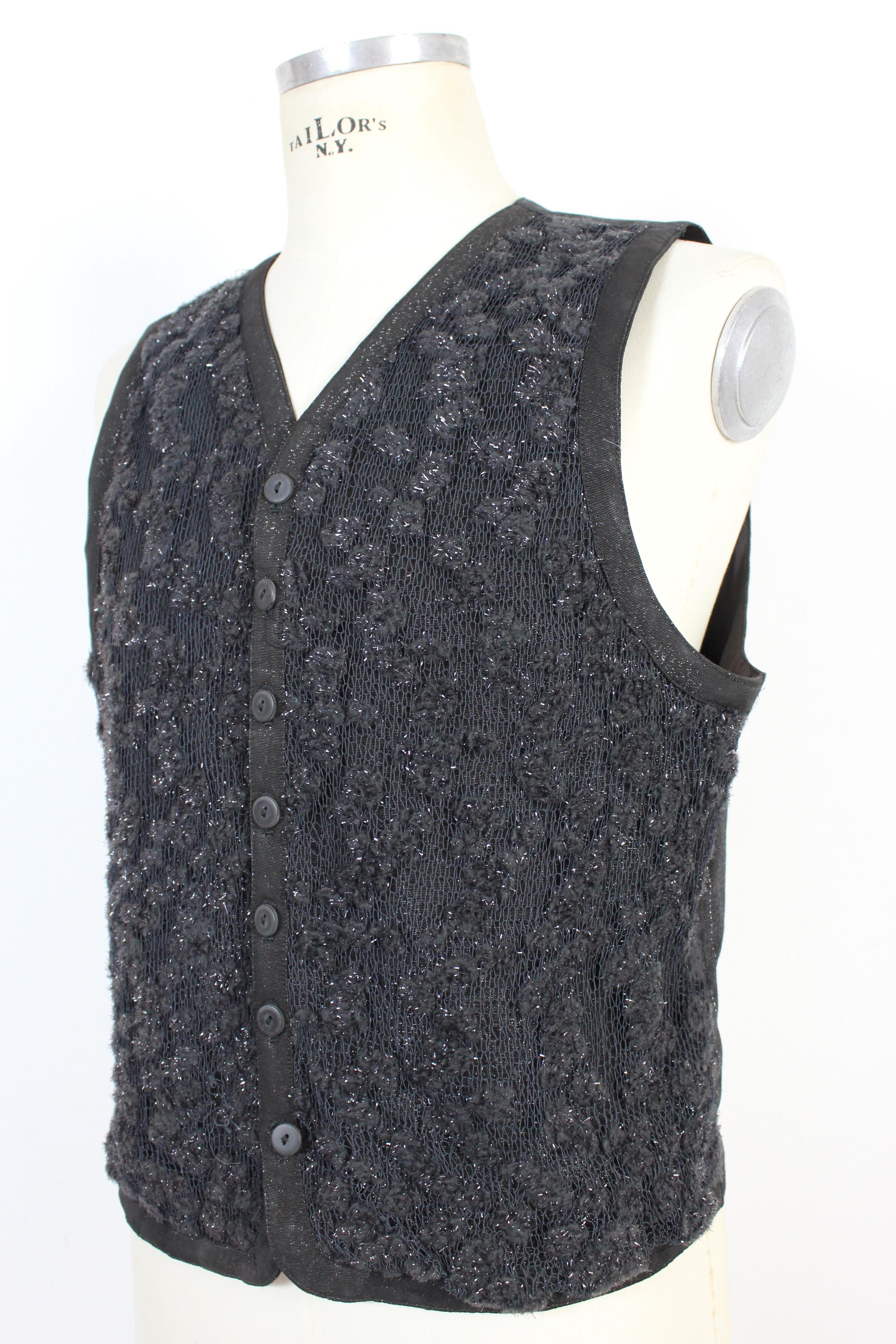 Calugi e Giannelli Black Wool Lamè Vest In Excellent Condition In Brindisi, Bt