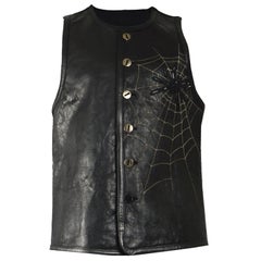 Calugi e Giannelli  Mens Embroidered & Cut Out Leather Vest